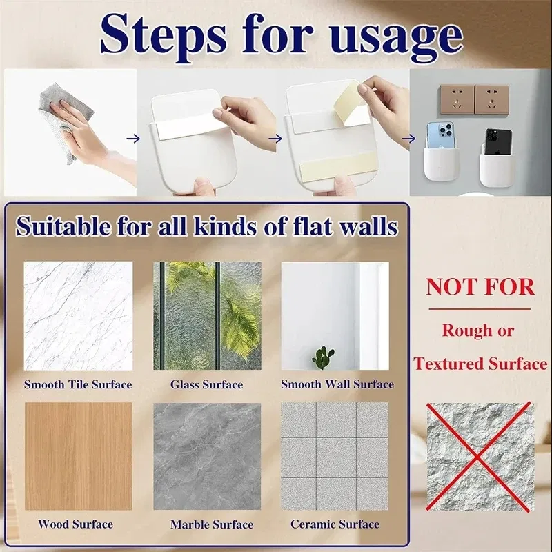 Color: Blue - White Wall Hanging Storage Box Household Living Room Conditioner Remote Control Bedside Phone Storage Holder Organizer Box Shelf