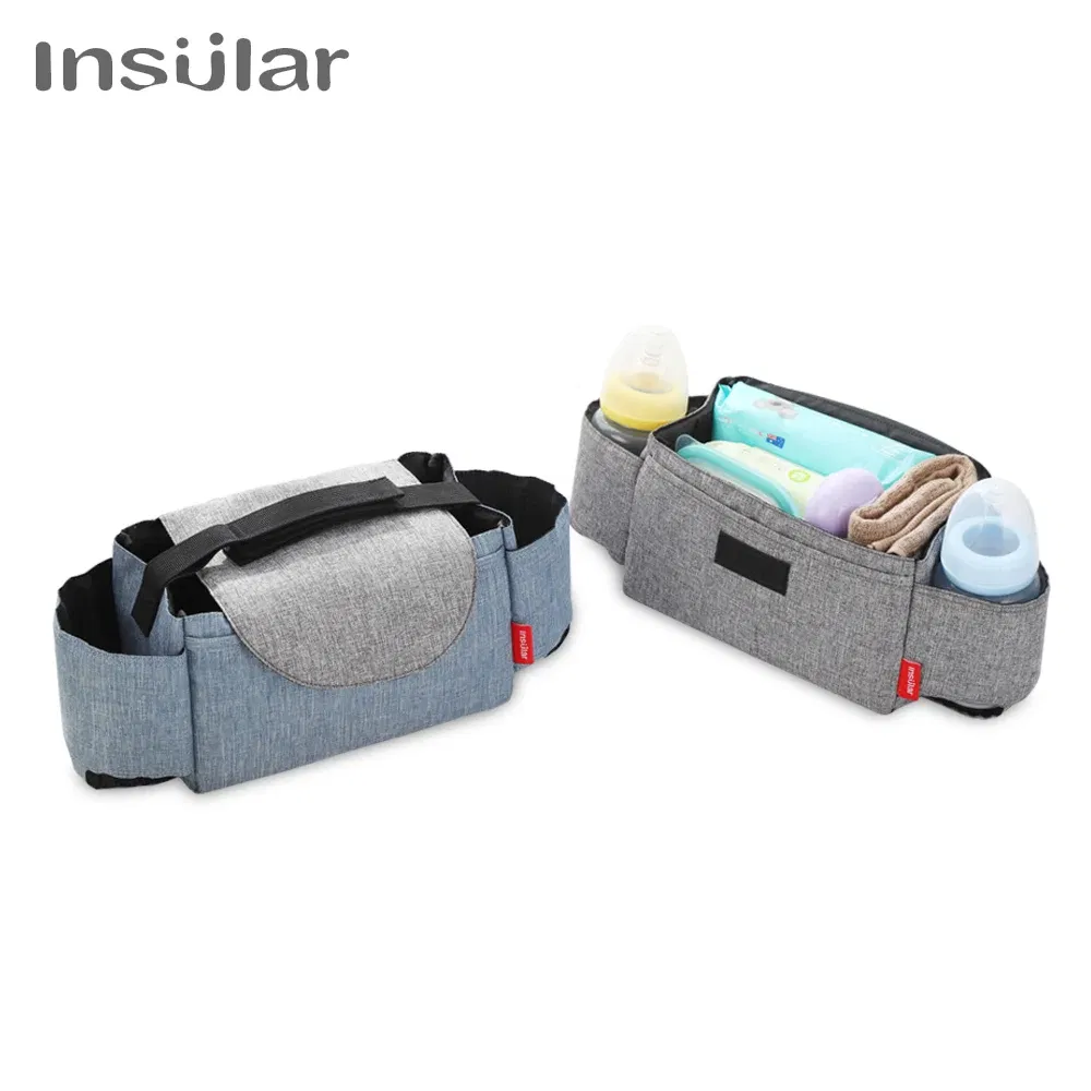 Color: GRAY - Insular Diaper Bag Baby Milk Bottle Insulation Bags Mummy Storage Bag For Baby Stuff Collection Stroller Accessories Baby Care