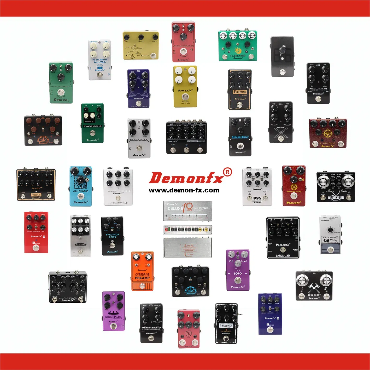 Color: Gold - Demonfx High quality Guitar Effect Pedal Wah Distortion Overdrive Delay Reverb Compressor Booster Pedal