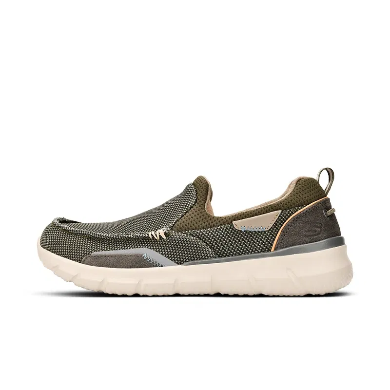 Color: Blue, Shoe Size: 45.5 - SKECHERS Men's Breathable Canvas Shoes Slip on Men Fashion Outdoor Sneakers Lightweight Boat Shoes Male Flats Driving Loafer