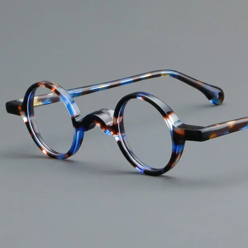 Frame Color: black, Eye Prescription: +300 - VCKA Photochromic Acetate Myopia Glasses Men Retro Small Round Frames Women Custom prescription Anti-Blue Eyewear -0.5 TO -10