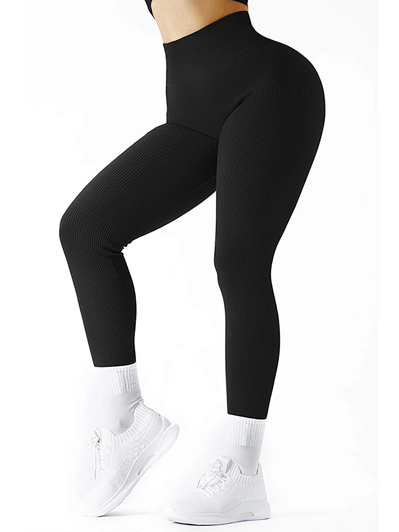Color: Brown, Size: S - Women's Ribbed High Waist Fitness Leggings Simple Yoga Daily Leisure High Waist Sports Cycling Pants