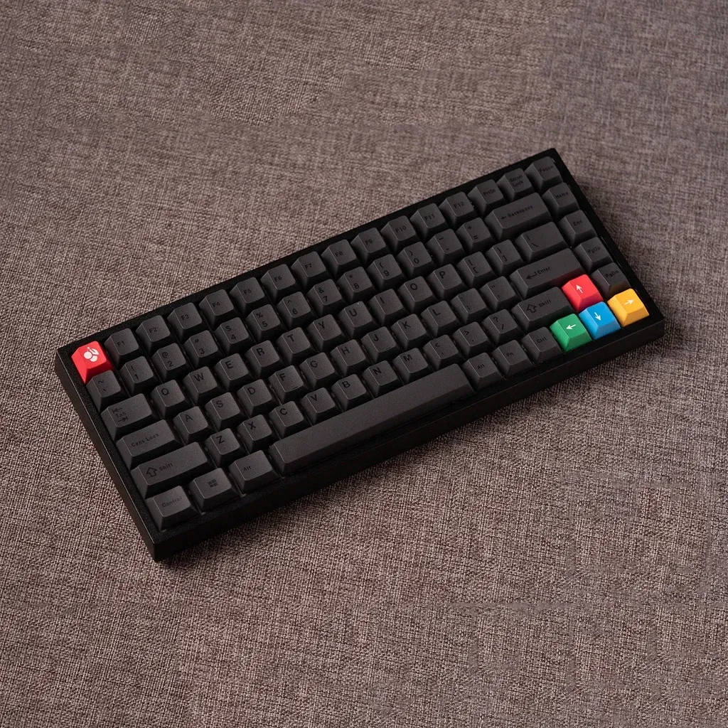 Color: Khaki - Minimalist Black keycaps PBT cherry profile 61/71/64/68/84/96/980/87/104 keycap set