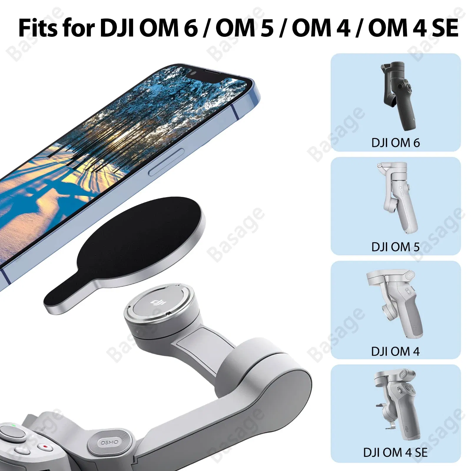 Color: Silver, Ships From: CHINA - Magnetic Adapter Mobile Phone Holder Handheld Stabilizer Quick Release Accessories for DJI Osmo OM6 OM5 OM4 Gimbal for Magsafe