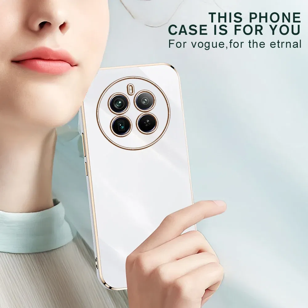 Material: ABS, Color: Gold - Realmi 12 Pro Plus 5G Case New Straight Edge Electroplating TPU Soft Cover For Realme 12 Pro+ 5G Protect Lens Shockproof Coque
