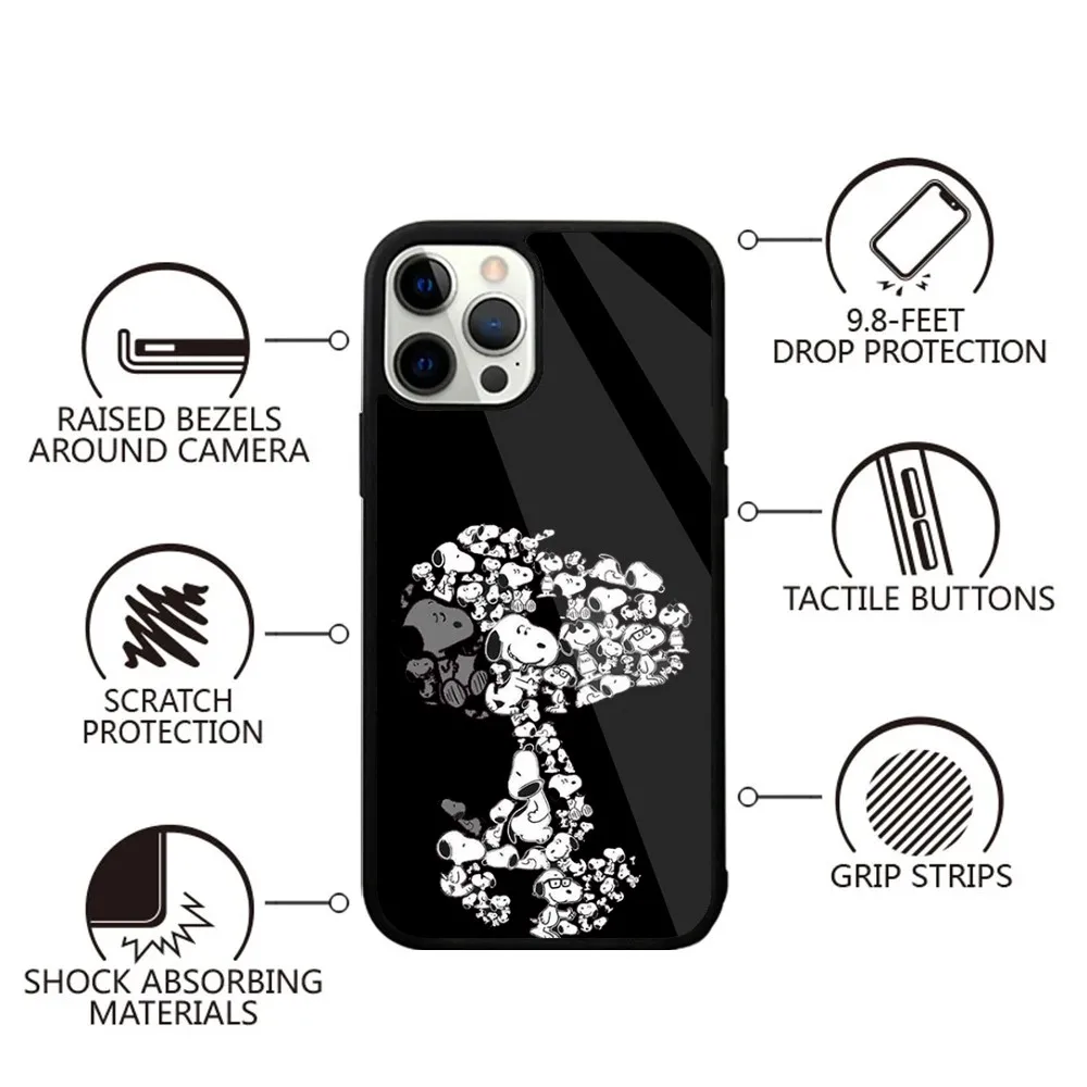 Color: Blue, Material: leather - Anime Cartoon-S-Snoopy-s Phone Case For iPhone 16,15,14,13,12,11,Plus,Pro,Max,Mini Magsafe Magnetic Wireless Charging