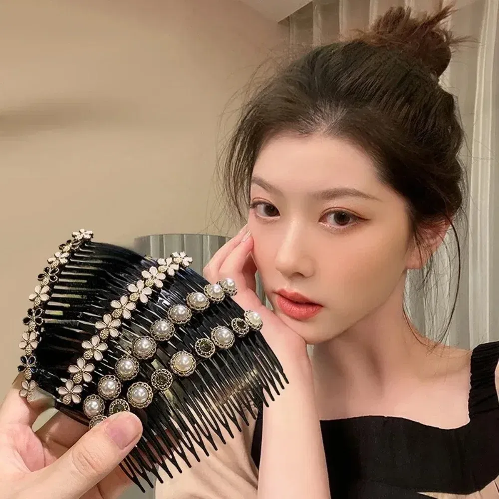 Color: Dark purple - Hair Combs Bangs Hair Clips Non-slip Broken Hair Pins for Women Girl Back Head Headdresses Korean Hairs Accessories New Headwear