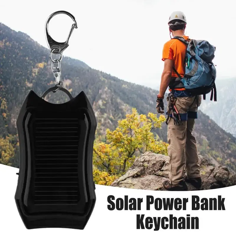 Color: Black, Ships From: United States - Solar Phone Charger 1500mAh Outdoor Portable Charger Waterproof Solar Charger Keychain Built-in Led Flashlight For Cell Phone