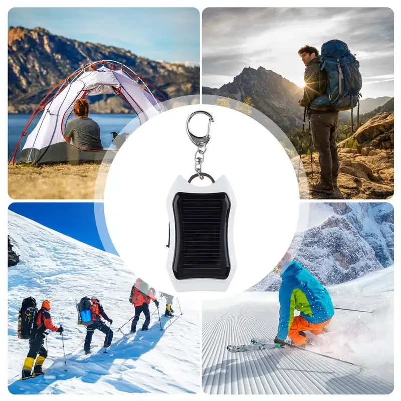 Color: Black, Ships From: United States - Solar Phone Charger 1500mAh Outdoor Portable Charger Waterproof Solar Charger Keychain Built-in Led Flashlight For Cell Phone