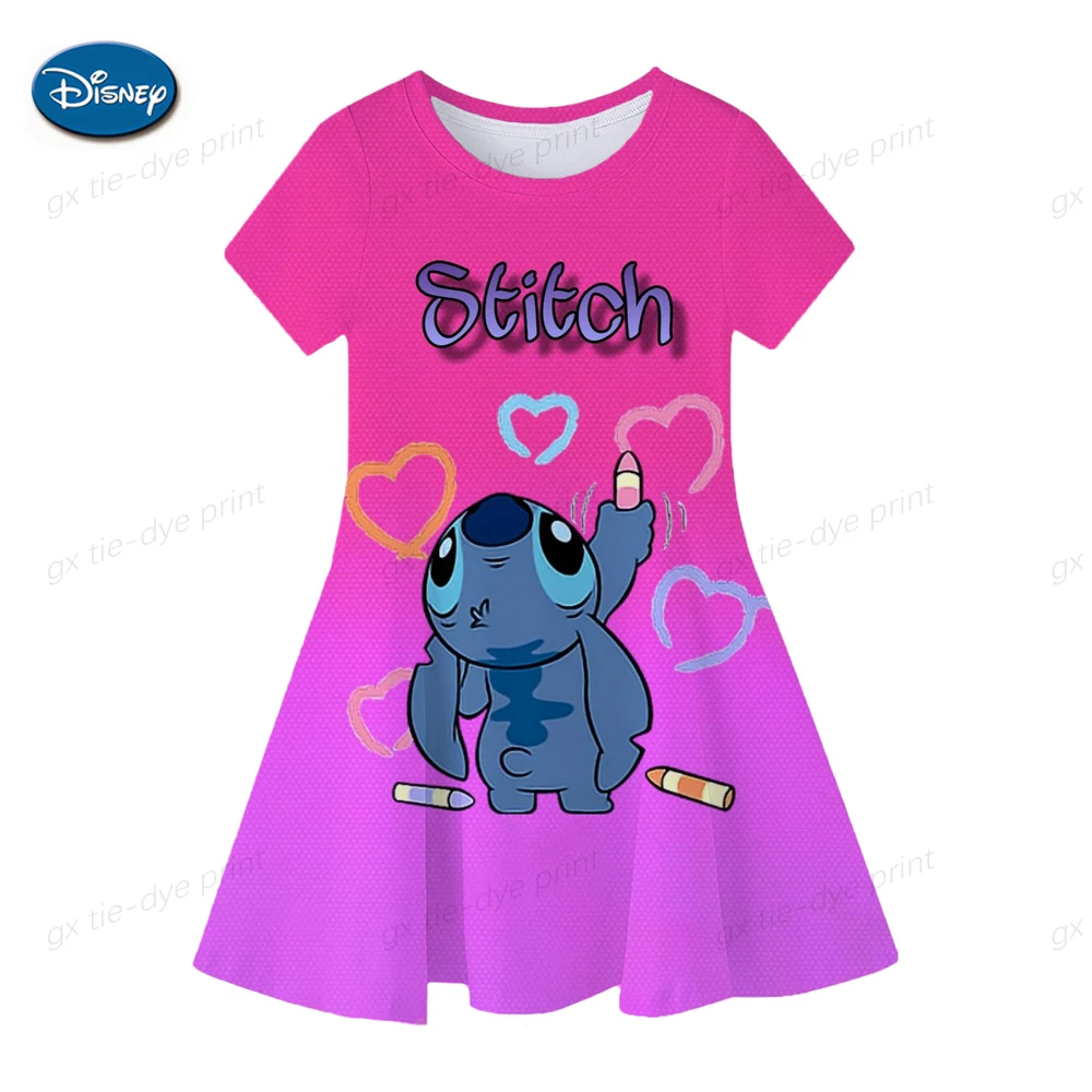 Color: Gold, Ships From: CHINA, Kid Size: 7 - Fashion Baby Girls Stitch Dress Summer Dress Cartoon Stitch Dress Princess Stitch Dress Children's Girl Clothing 0-14 Years