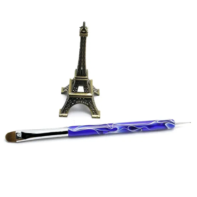 Color: Ivory - TIANMI Kolinsky French Nail Art Brush Dual End Nail Art Dotting Pen Acrylic Drawing Rhinestone UV Gel Painting Manicure Tool