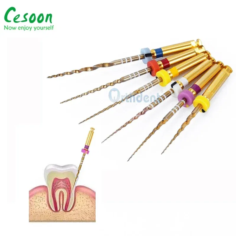 Color: Light Red - Dental Heat Activation Gold Flexible Files Endodontic Endo NITI Rotary File Nickel Titainium For Root Canal Dentistry Lab Tools