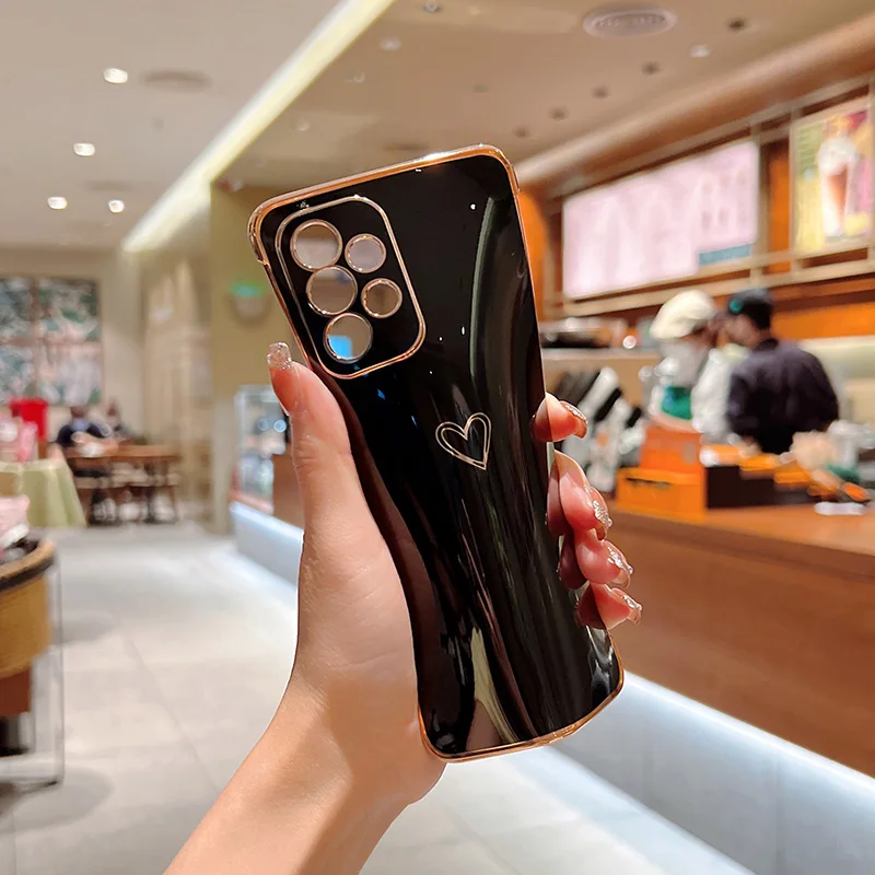 Color: Ivory, Compatible-Phone Models: For iPhone XR, Ships From: CHINA - Electroplating Love Heart Phone Case For Samsung Galaxy S25 S24 Ultra S23 S22 A13 A14 A52 A53 Protect Lens Shockproof Back Cover