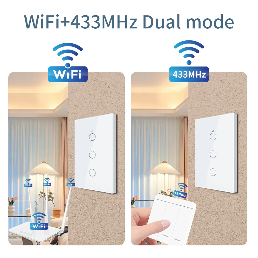 Color: PURPLE, Size: 4XL - Tuya Smart Wifi Touch Switch Neutral Wire/No Neutral Wire Required US 1/2/3/4 Gang Light Switch For Alexa Google Home Alice