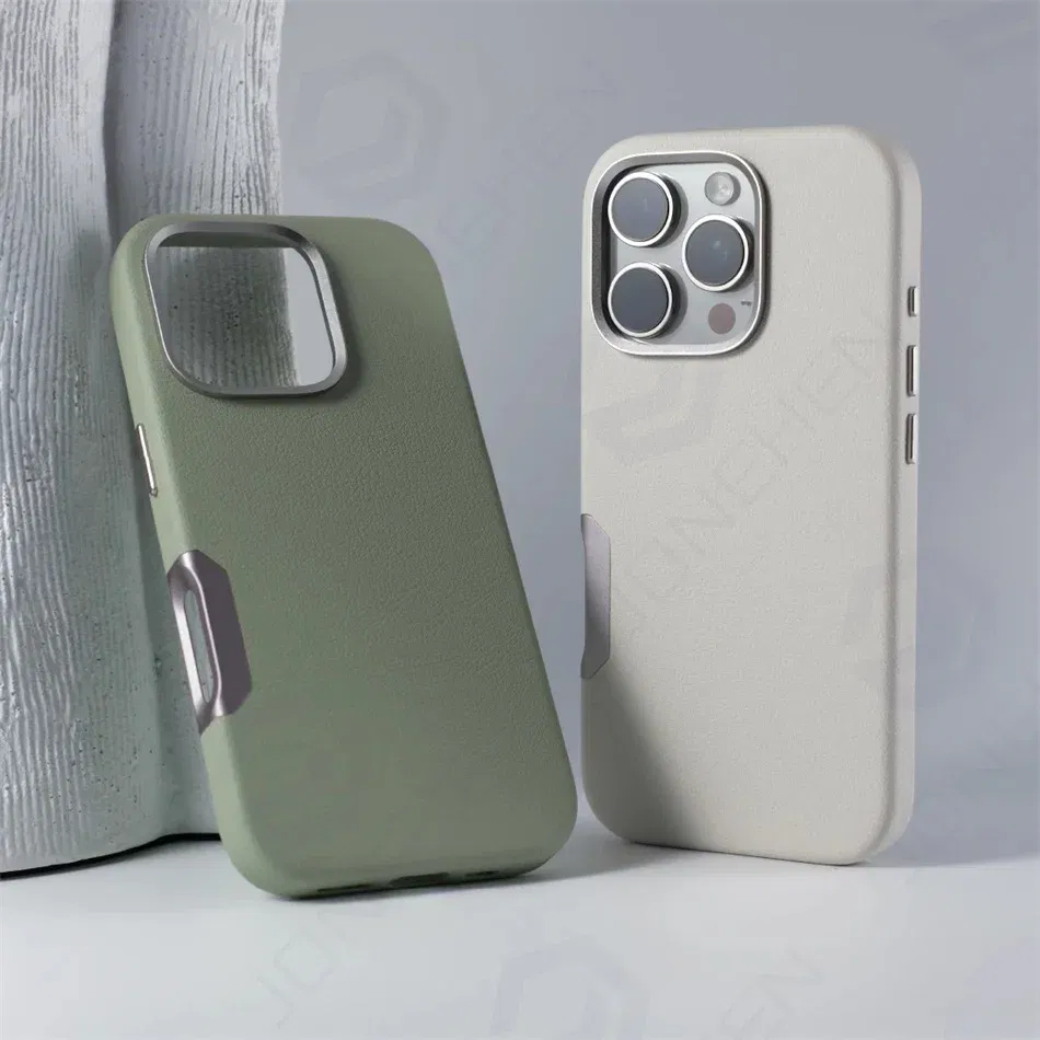 Color: black, Material: TPU - For Magsafe Leather High Quality Alloy Camera Button Magnetic Case For iPhone 16 Pro Max 16pro Wireless Charge Shockproof Cover