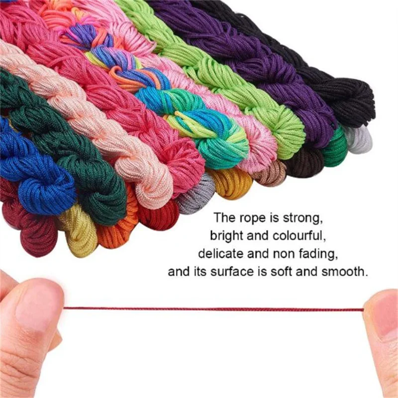 Color: Yellow - 24m Polyester Braided Jade Thread For DIY Handmade Necklace Bracelet Trinket Pendant Braided Accessories Jewelry Making Finding