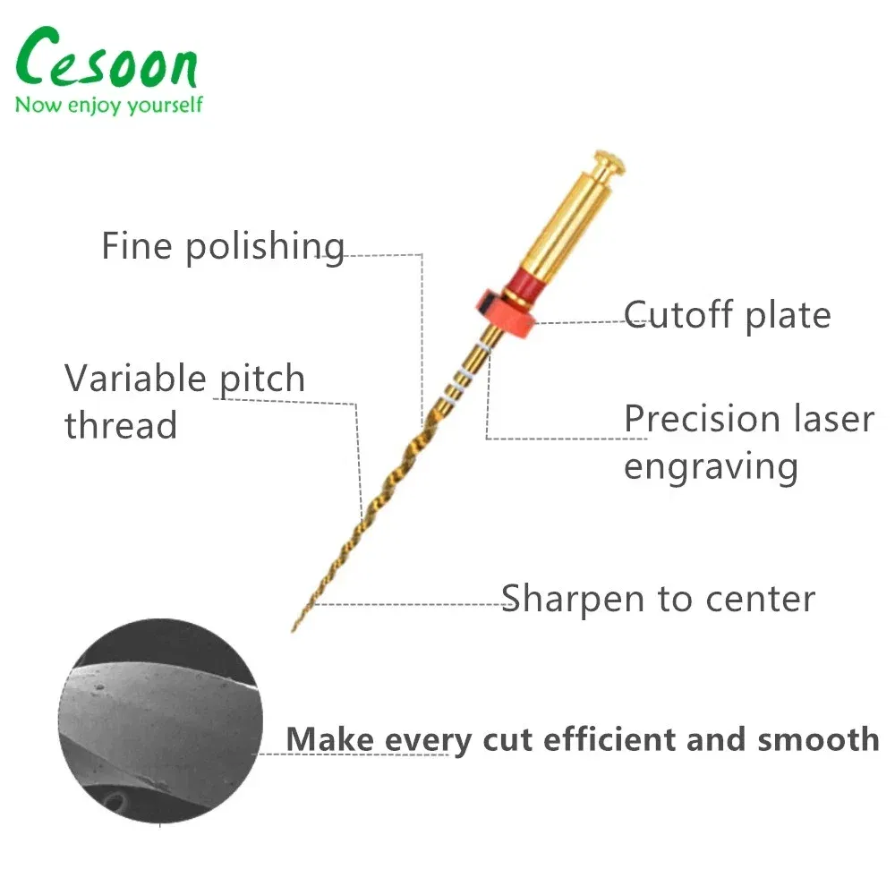 Color: Light Red - Dental Heat Activation Gold Flexible Files Endodontic Endo NITI Rotary File Nickel Titainium For Root Canal Dentistry Lab Tools