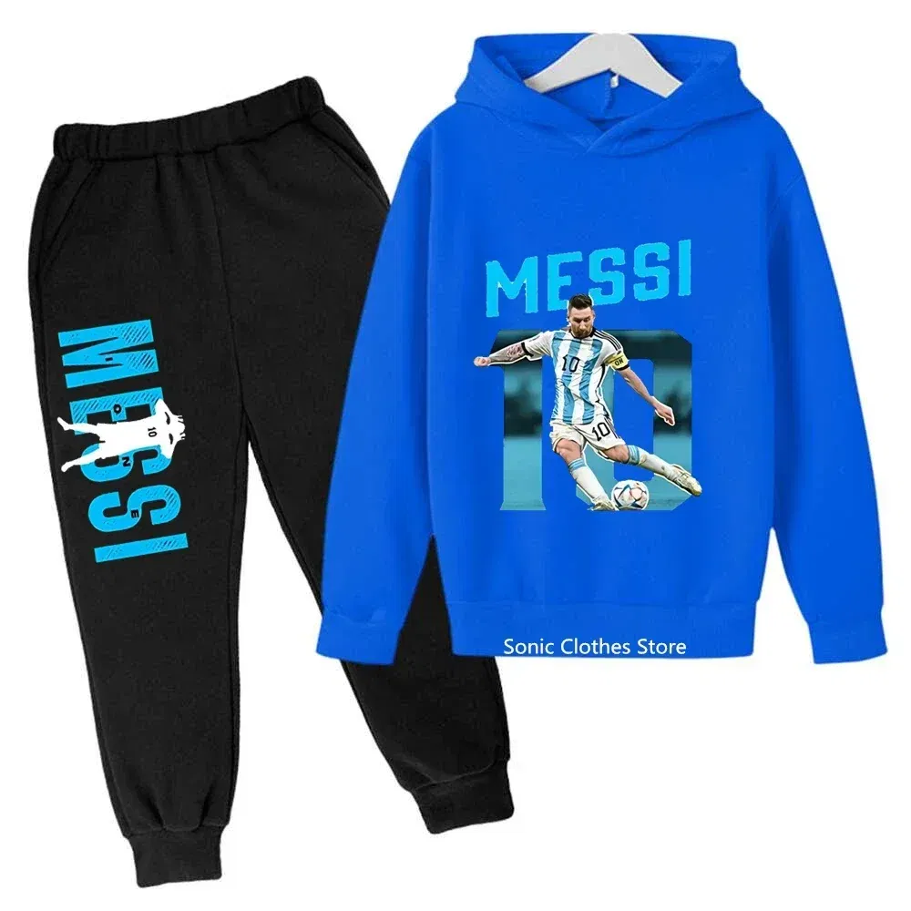 Color: PURPLE, Kid Size: 7 - messi avatar printed children's clothing children's autumn and winter hoodies pants 2-piece casual boys and girls suits