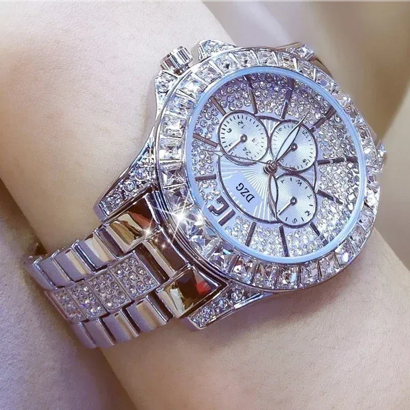 Color: Gold - Fashion Women Watch with Diamond Watch Ladies Top Luxury Brand Ladies Casual Women's Bracelet Crystal Watches Relogio Feminino