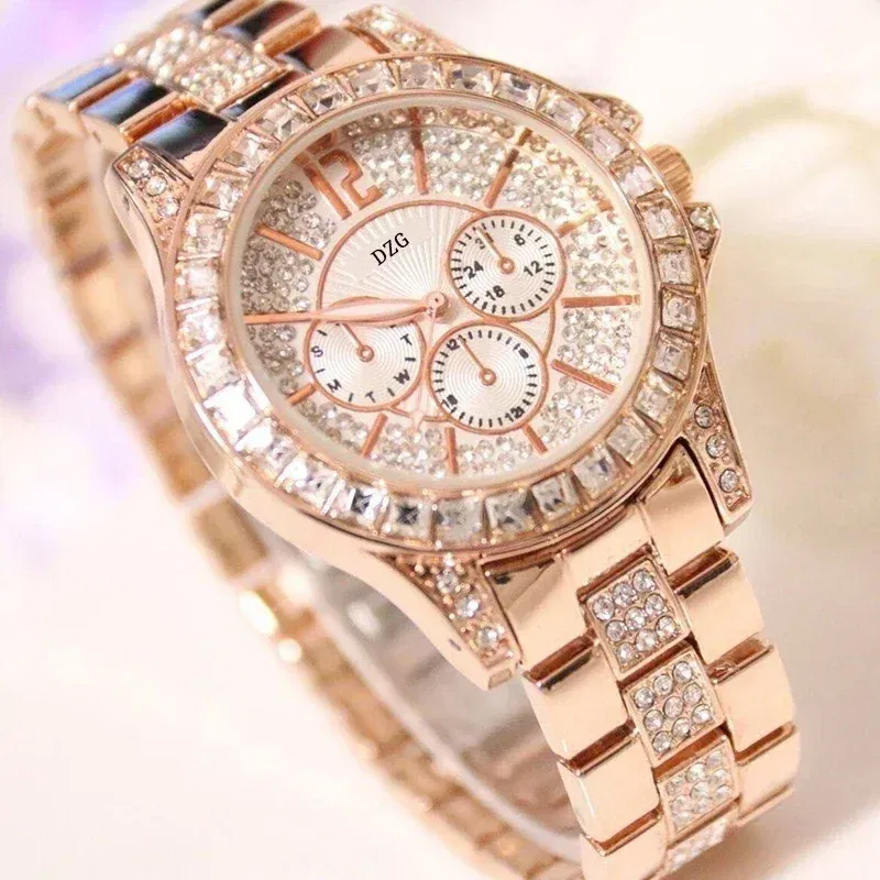 Color: Gold - Fashion Women Watch with Diamond Watch Ladies Top Luxury Brand Ladies Casual Women's Bracelet Crystal Watches Relogio Feminino