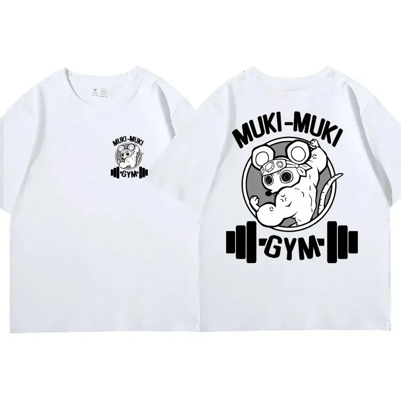 Color: black, Size: XXL - Anime Demon Slayer Uzui Tengen Print T-shirts Unisex Funny Ninja Mice Muki Muki Gym T Shirt Muscular Mouse Oversized T-shirt