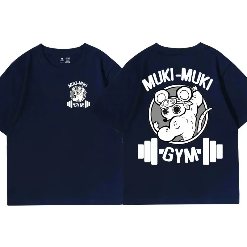 Color: black, Size: XXL - Anime Demon Slayer Uzui Tengen Print T-shirts Unisex Funny Ninja Mice Muki Muki Gym T Shirt Muscular Mouse Oversized T-shirt