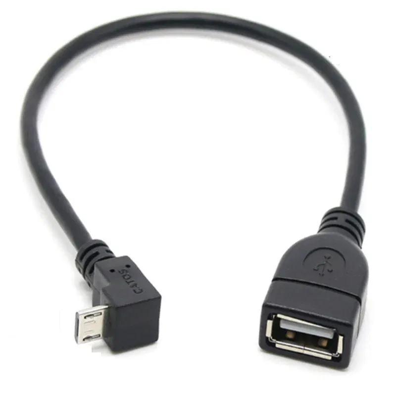 Color: Orange, Cable length: 0.2M - 90 degree up and down and left and right angles Micro USB 5Pin male to USB 2.0 A female extension connector adapter OTG cable