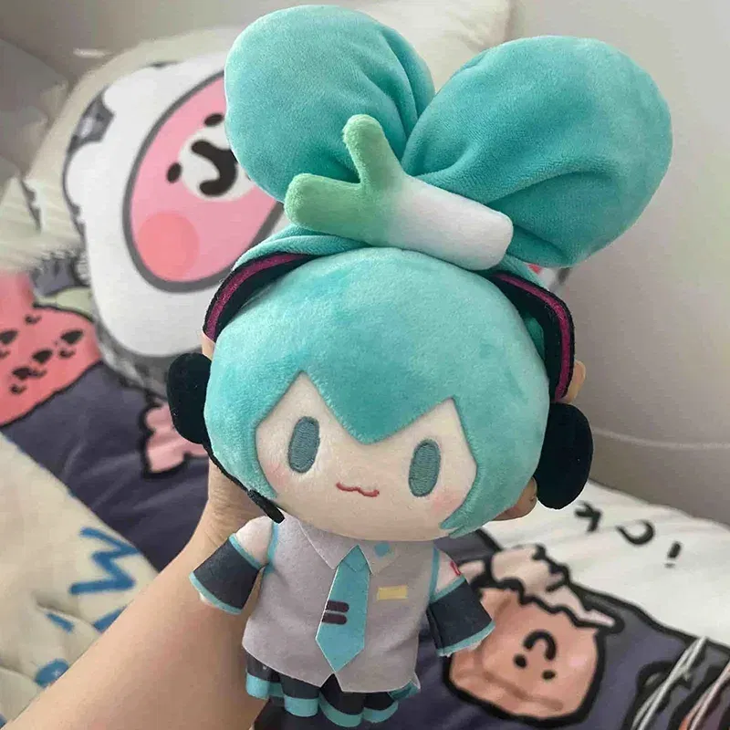 Color: WHITE - 15cm Hatsune Miku Kawaii Q Version Figure Plush Doll Anime Peripheral Plush Stuffed Toy Collection Model Ornament Toys Gifts