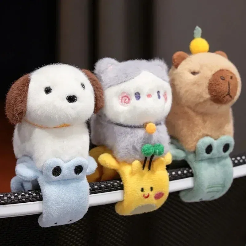 Color: black, Height: 0-10cm - Capybara Slap Snap Wrap Capibara Plushie Wristband Bracelet Kawaii Cute Dog Cat Plush Toy Hand Ring Creative Funny Gift