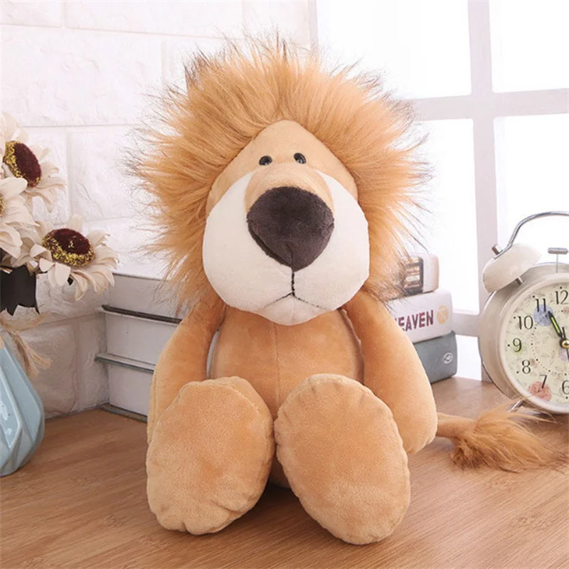 Color: GRAY, Height: 11cm-30cm - Stuffed Plush Animals Toys Soft Dolls Jungle Lion Elephant Tiger Dog Fox Monkey Deer Children Gift Kawaii Baby Kids Hobbie Toys