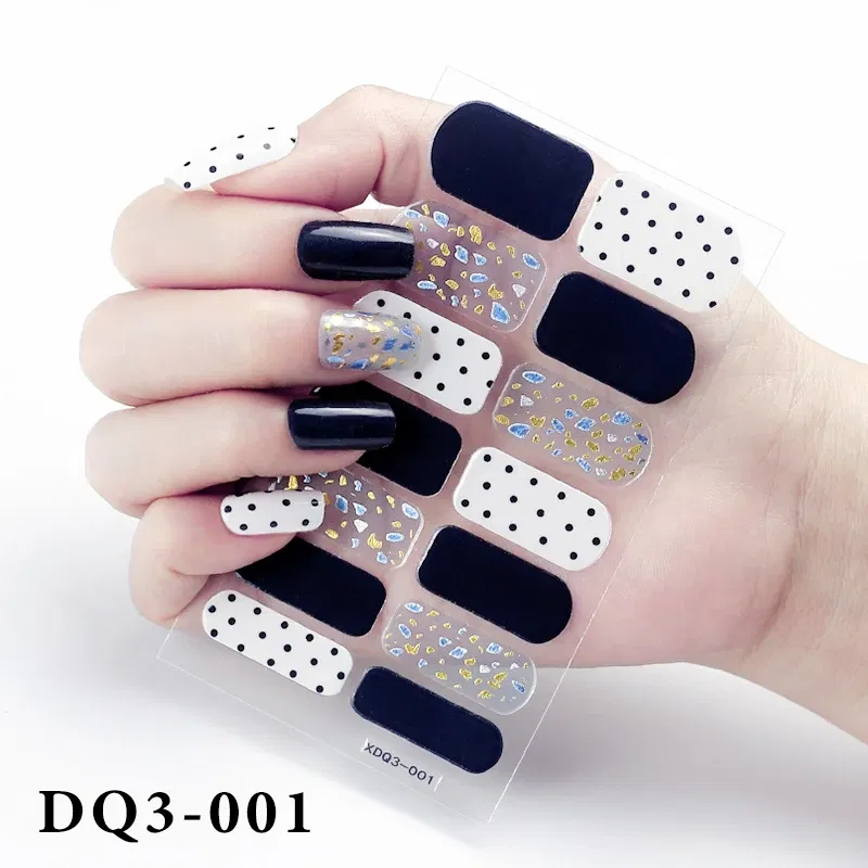 Color: Dark yellow - Purpel Nail Stickers Full Cover Nail Polish Stickers for Women Full Beauty Manicure Decals High Quality Stickers for Nails Art