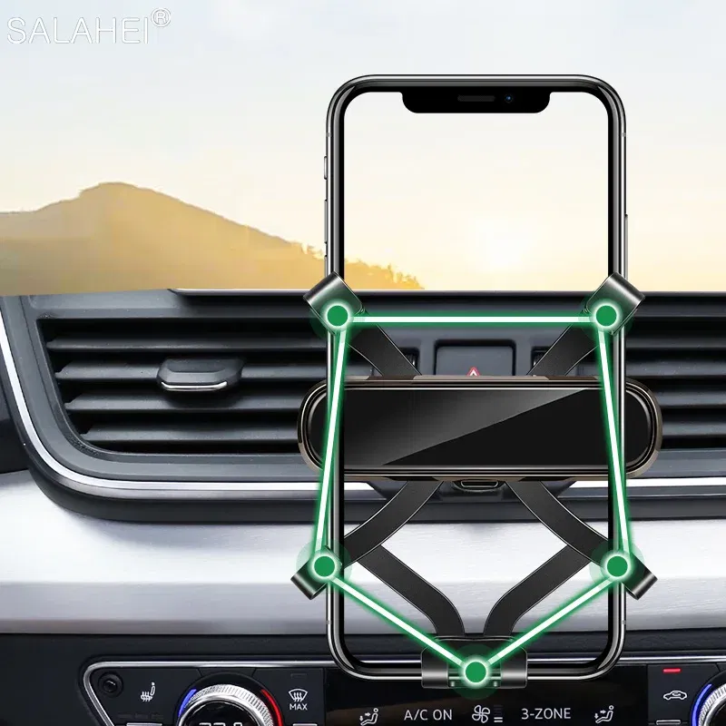 Color Name: Black - Gravity Car Mobile Phone Holder GPS Support For Mercedes Benz C Class 2019 W205 C180 C250 C300 GLC X253 2019 2020 For Iphone