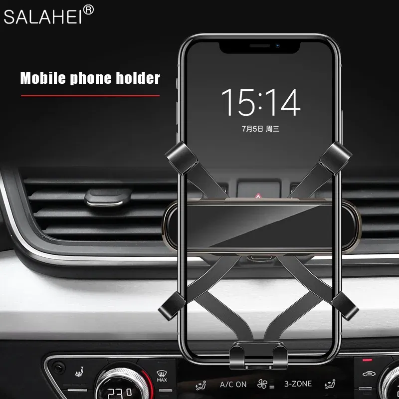 Color Name: Black - Gravity Car Mobile Phone Holder GPS Support For Mercedes Benz C Class 2019 W205 C180 C250 C300 GLC X253 2019 2020 For Iphone