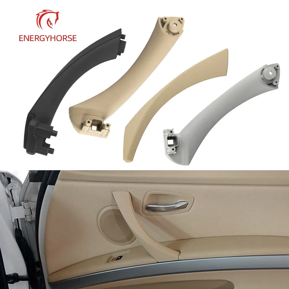 Color: GRAY - Car Inner Handle Interior Door Panel Pull Trim Cover Black Left Right for BMW 3 Series E90 E91 316 318 320 325 328