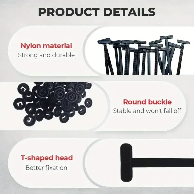 Color Name: Silver - 600set Nylon Universal Cable Tie Buckle Heavy Duty Self-Locking Zip Ties Holder with Pin Fasteners Car Body UV Resistant Zipties