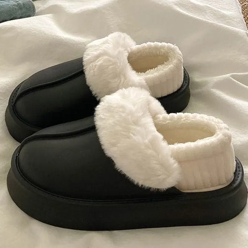 Color: Straw, Shoe Size: 36-37, Ships From: CHINA - Gacimy Warm Fur Women Slippers 2024 New Antiskid Waterproof Outdoor Cotton Shoes Winter Plush House Slides Fur Fluffy Slippers