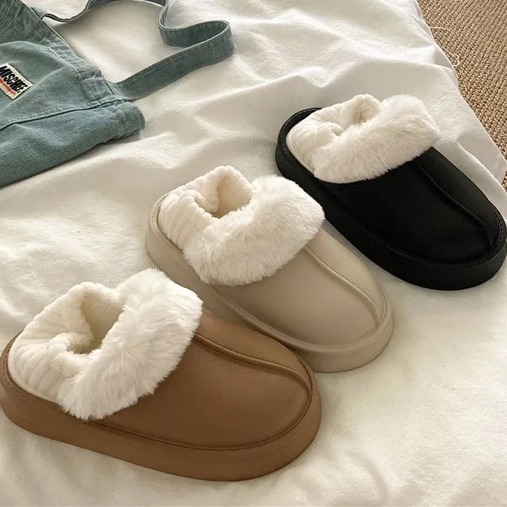 Color: Straw, Shoe Size: 36-37, Ships From: CHINA - Gacimy Warm Fur Women Slippers 2024 New Antiskid Waterproof Outdoor Cotton Shoes Winter Plush House Slides Fur Fluffy Slippers