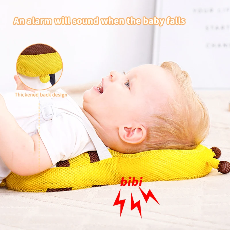 Color: GRAY - Head Back Protector Baby Protect Pillow Learn Walk Headgear Prevent Injured Safety Pad  prevention Fall Cartoon Bee Kids Pillows
