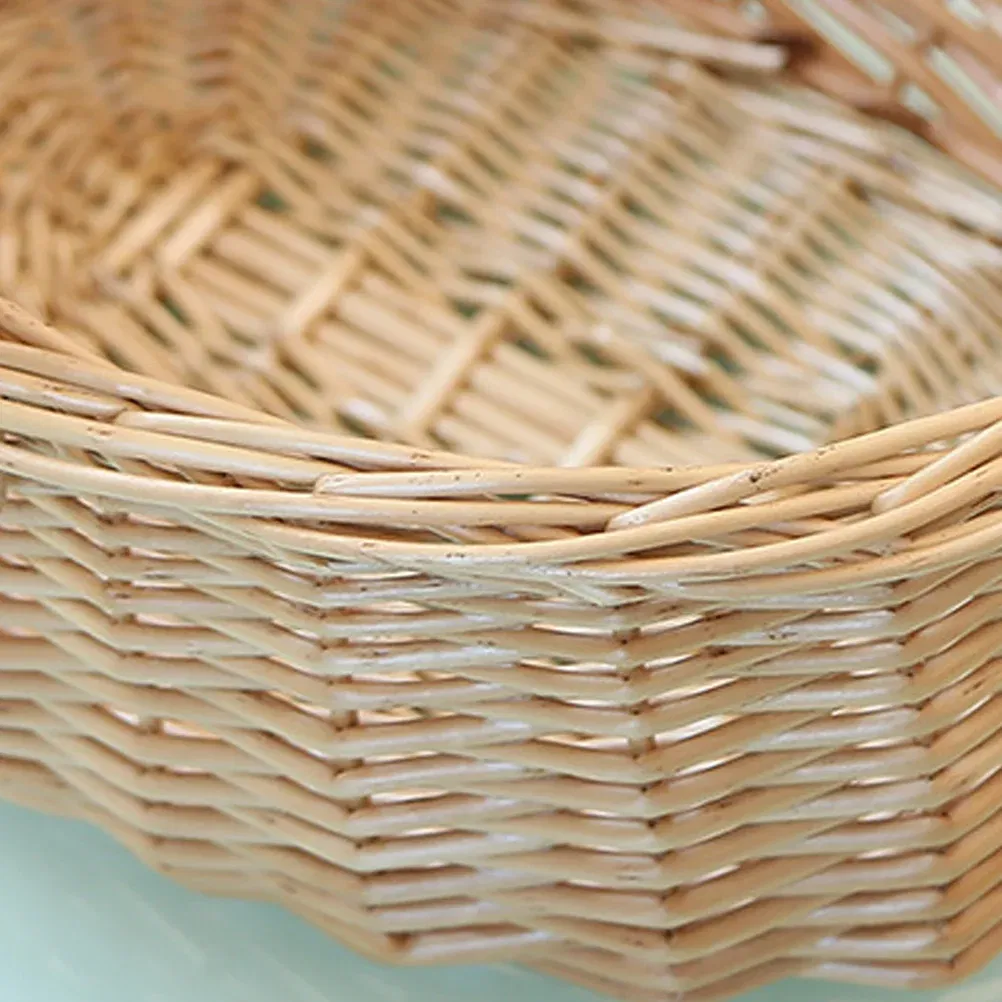 Color: WHITE - Basket Storage Wicker Woven Picnic Flower Willow Baskets With For  Bread Fruit Handles Handheld Flowers Kitchen Vegetable Easter