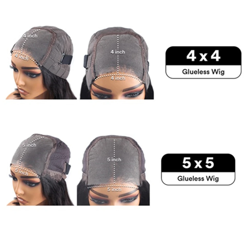 Hair Color: #1, Density: 180%, Ships From: CHINA, Stretched Length: 26inches - Glueless Wear and Go Bone Straight Lace Front Wigs 4x4 5x5 Pre-Cut Lace Wig Human Hair Ready To Wear Lace Closure Wig For Women