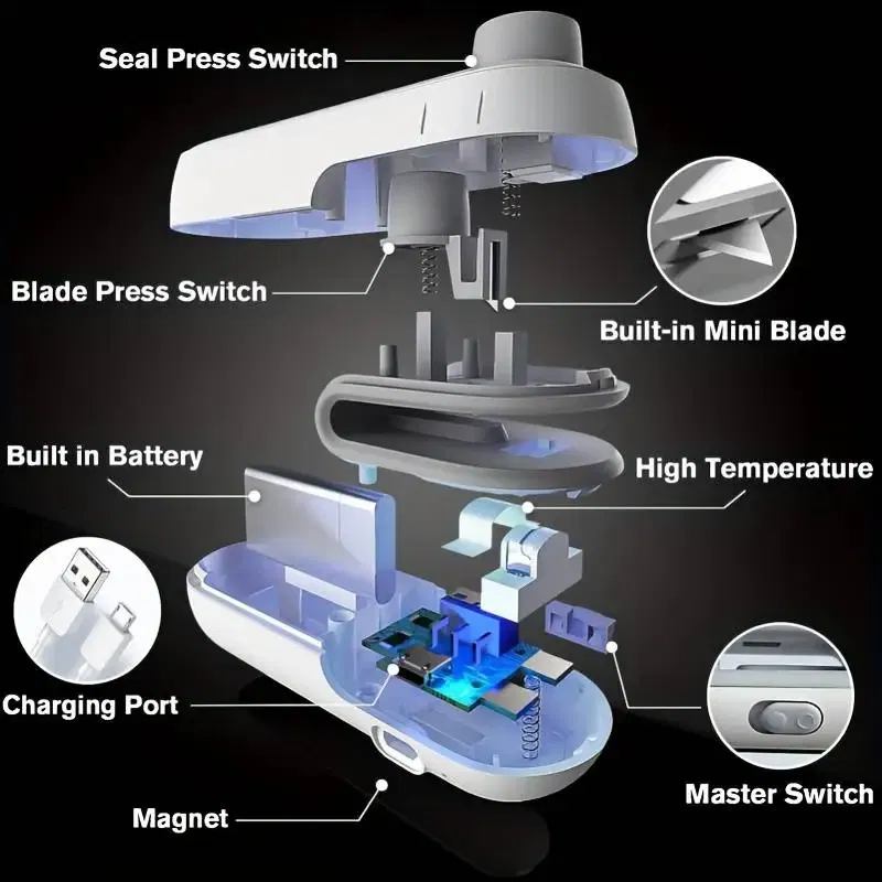 Color: Dark Khaki - Portable Mini Sealer 2 in 1 Heat Sealer For Snacks Home use rechargeable sealer Vacuum Sealer Snacks plastic bag heat sealer