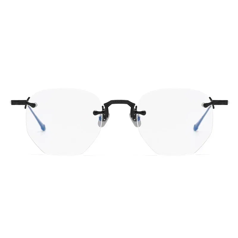 Belight Optical Japan Design Irregular Shape Ultra Light Pure Titanium Rimless Frame Men Prescription Eyeglasses Eyewear M3104
