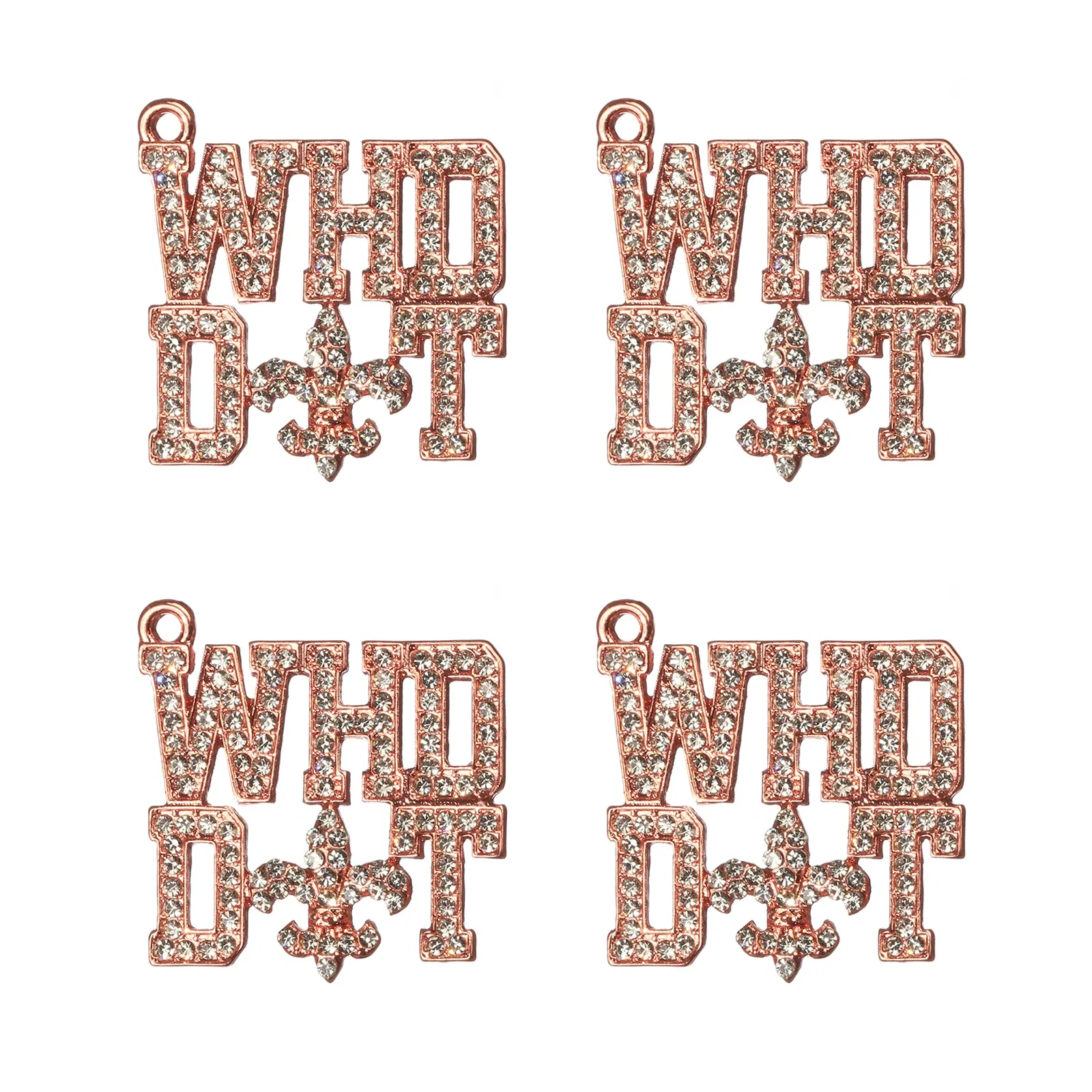 Metal color: Gold-color, Ships From: CHINA - 10pcs WHO DAT Rhinestone Letter Saint Charms Fit for Bracelet DIY Jewelry Making LTC0353-LTC0356