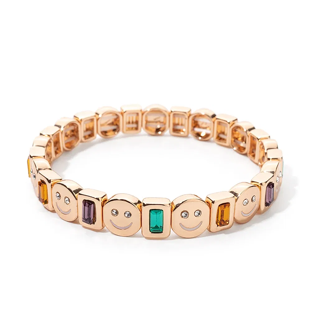 Metal Color: Light Yellow Color, Ships From: CHINA, Diameter: 50-52mm - 2024 New Rhinestone Happy Bangle For Women Diamond Hand Accessory