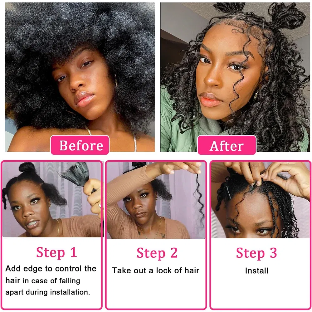 Color: Golden Brown, Material Grade: virgin hair, Longest Hair Proportion: 30%-55%, Stretched Length: 28inches, Bulk Buy: 6pcs/lot - NABI Deep Wave Boho Braiding Hair Bulk 16inches No Weft Human Hair Extension Curly Hair Bundles for Boho Braids