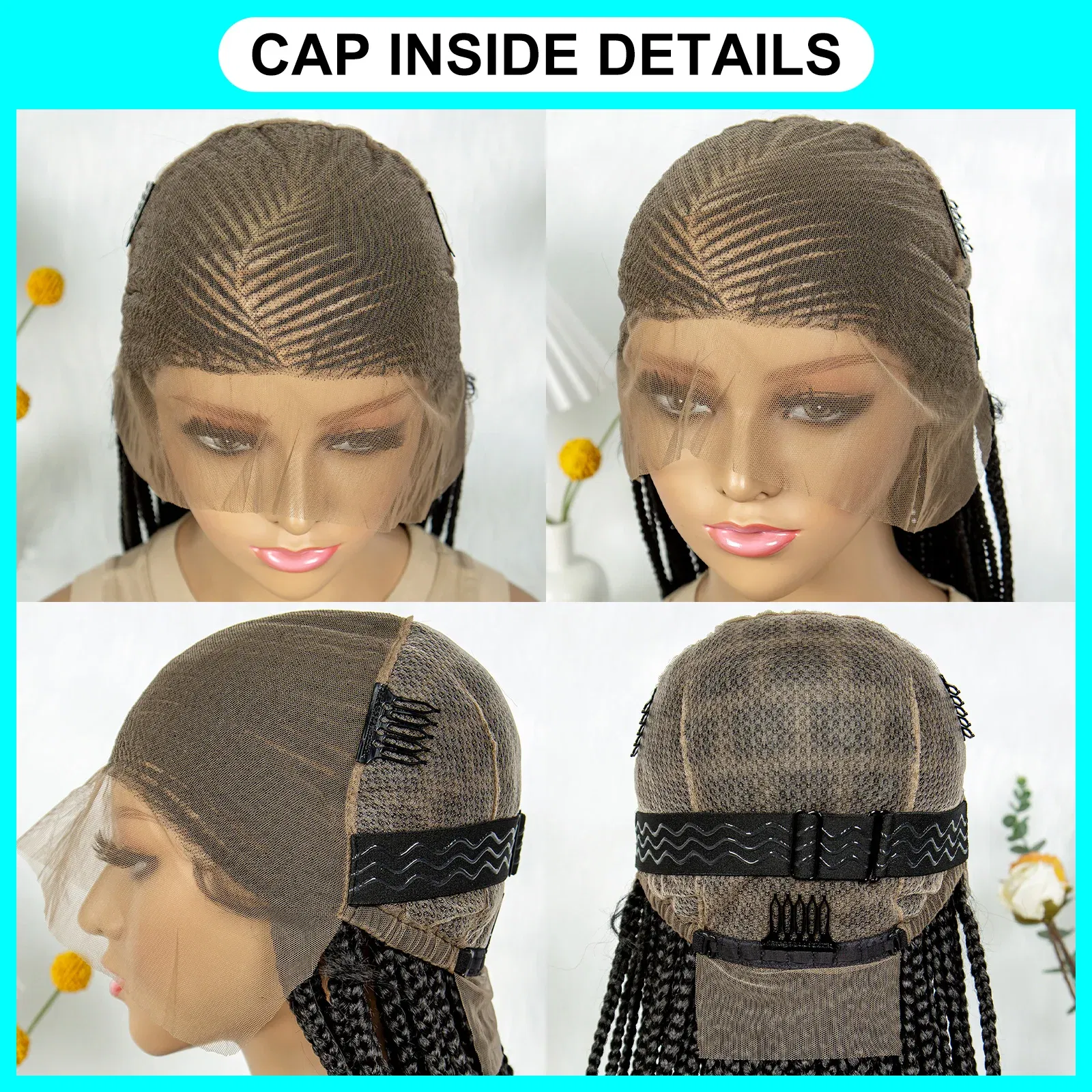 KIMA Fulani Box Cornrow Braided Wigs Synthetic Full Lace Front Braided Wigs With Baby Hair for Black Women