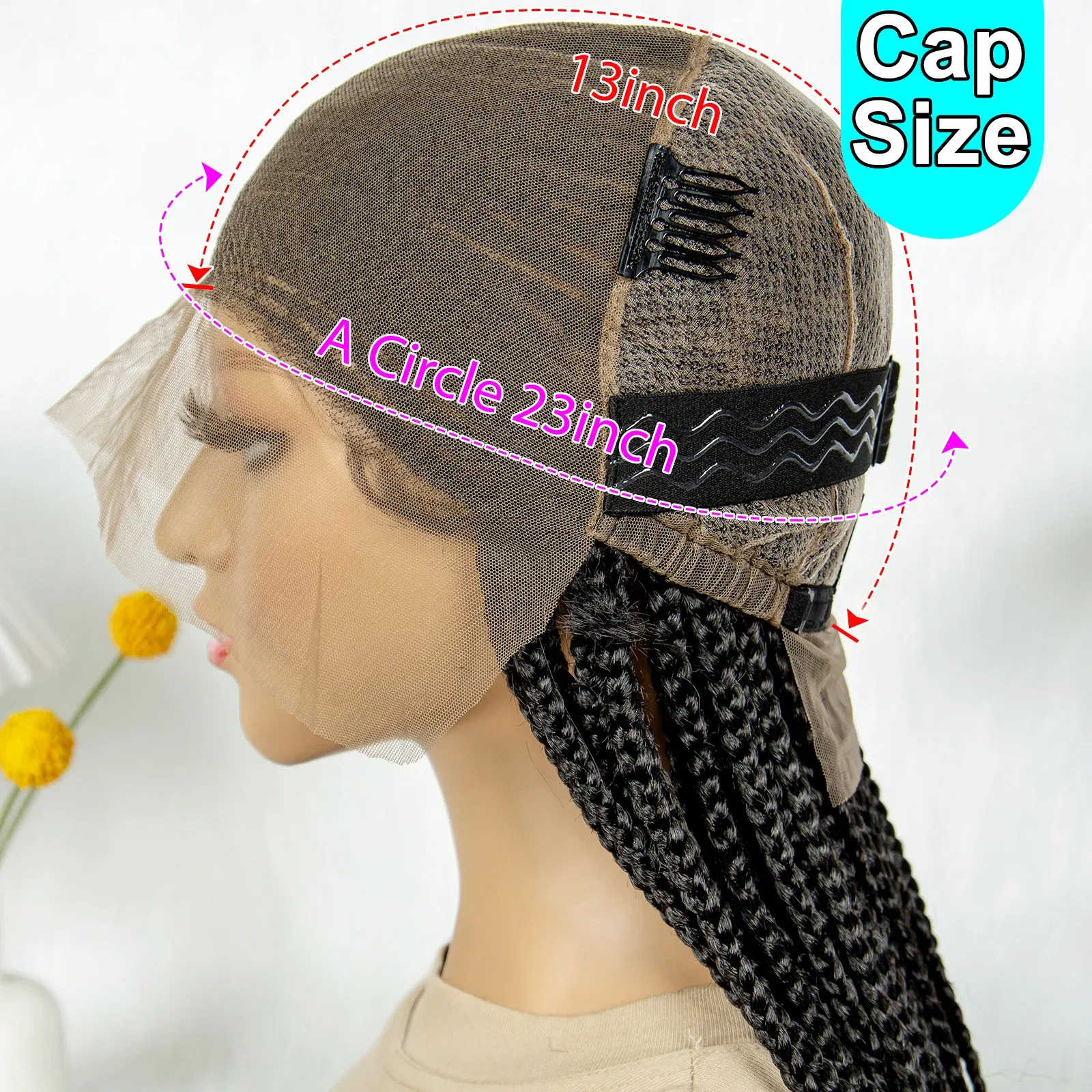 KIMA Fulani Box Cornrow Braided Wigs Synthetic Full Lace Front Braided Wigs With Baby Hair for Black Women