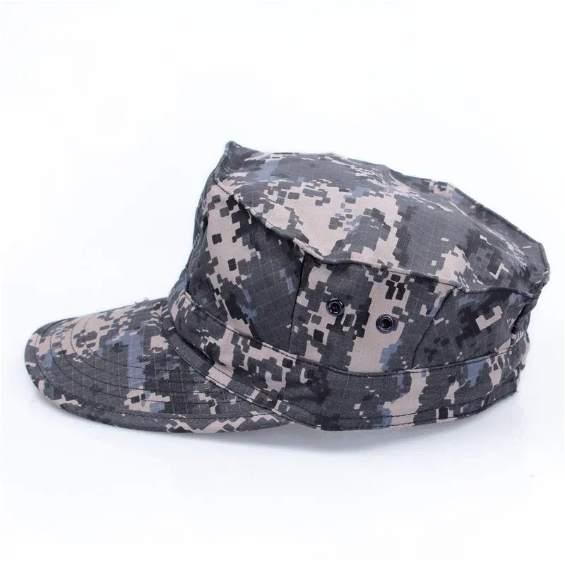 Color: Black - Classic men's military cap Men's women's fitted flat top baseball cap Army camo sun hat Outdoor sports fishing ride