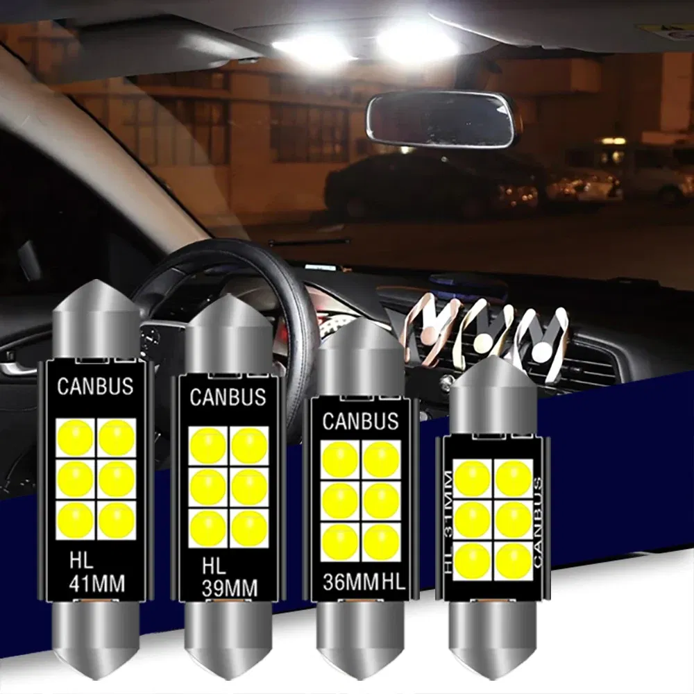 Emitting Color: WHITE, Color Temperature: 6000K - 1pcs 3030 Festoon 31mm 36mm 39mm 41/42mm C5W Led Bulb CANBUS C10W Dome Reading Lamp Car Beleuchtung Interior License Plate Light