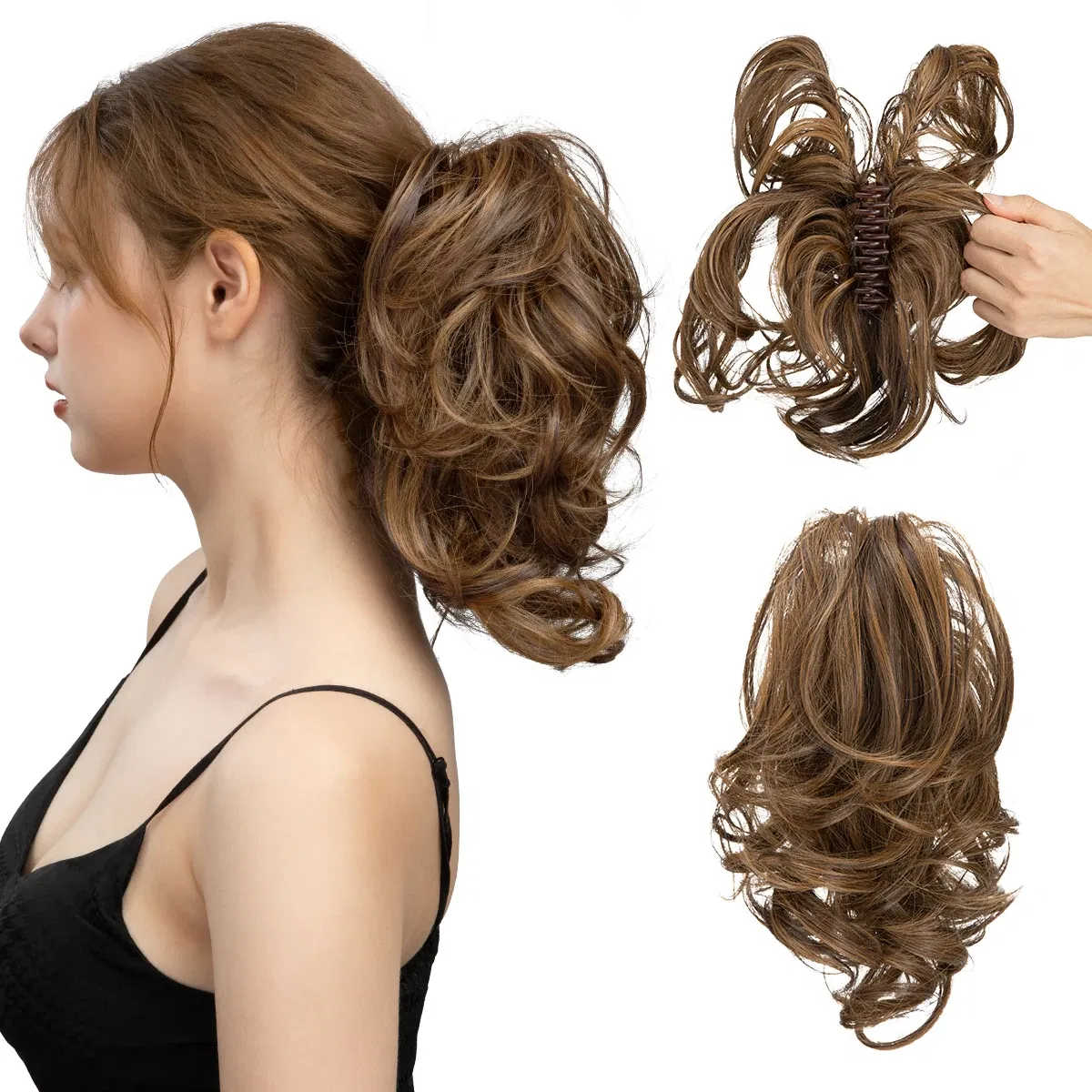 Color: P4/30, Bulk Buy: 1pc - SARLA Synthetic Diy Claw Clip In Ponytail Extensions Hairpiece Hair Bun Fake Black Blonde Natural Hair False Pigtail for Women